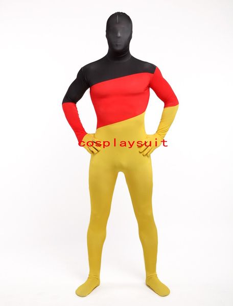 Halloween Cosplay Deutschland Flagge lustig Catsuit Kostüm Lycar Spandex Body Zentai Anzug Bühnenkostüme Club Party Overall