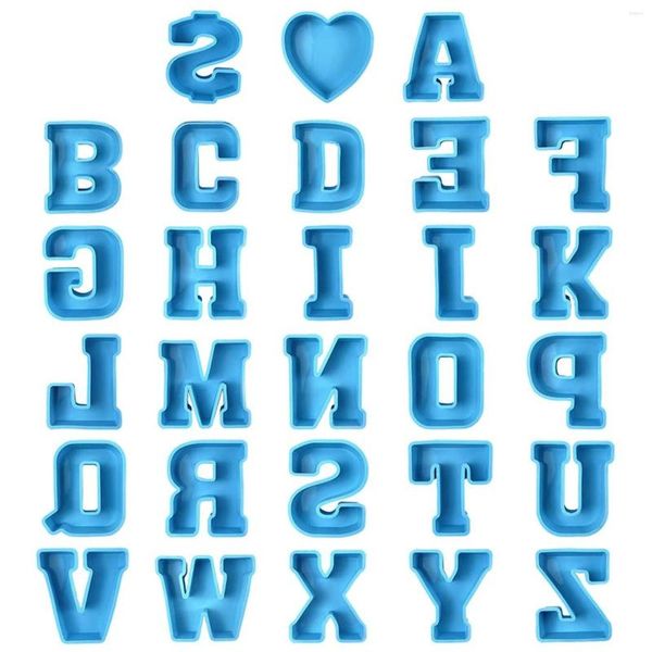 Backformen DIY -Kristall -Epoxy Englische Buchstaben Alphabet Form Alphanumerischer Kuchenform 26 Silikon