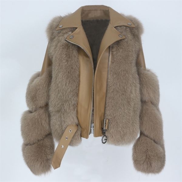 Женская меховая подделка Oftbuy Real Coat ytern Winter Jacket Женщины натуральная кожа