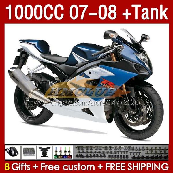 Tankverkleidungen für Suzuki GSXR-1000 K7 GSXR 1000 CC GSXR1000 2007 2008 Karosserien 158 Nr. 90 1000CC GSX-R1000 2007-2008 Karosserie GSX R1000 07 08 Komplettes Verkleidungsset blau Fabrikblau