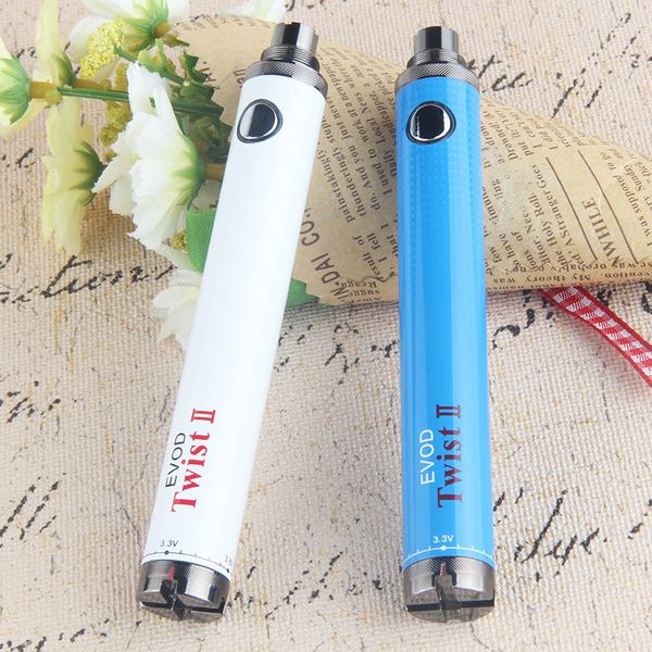 510 батарея Vape Evod Twist II 1600 мАч испаритель Pen Micro USB зарядное устройство ECIG Батареи Vapes Ecigs China Direct Wholesale