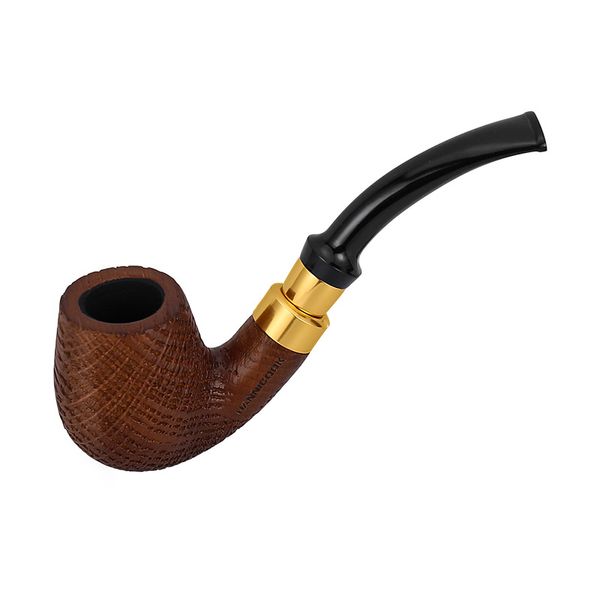 Tobacco Tuba de carvalho jateado de areia 9mm filtro de combust￣o masculino ￠ moda antiga de madeira remov￭vel de madeira remov￭vel para fumar tubo de fumantes