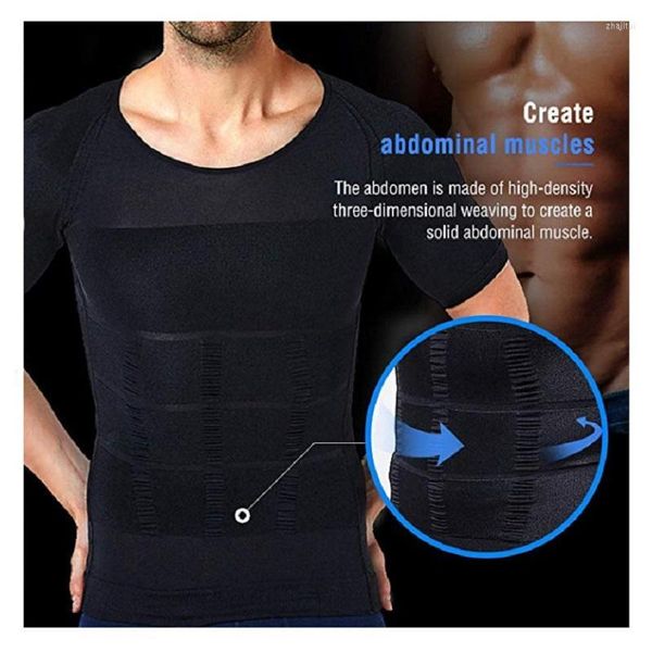 Body Shapers da uomo T-shirt snellente a maniche corte senza cuciture da uomo Corsetto Top Tummy Trimmer Shaping Underwear Vita Abs Trainer