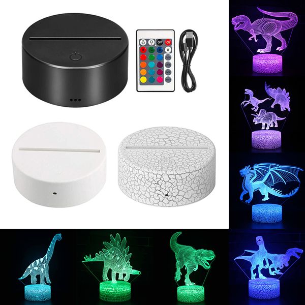 Lâmpada de dinossauro de lâmpada LED 3D Luzes noturnas remotas 16 cores luzes de base de mesa de mesa iluminação