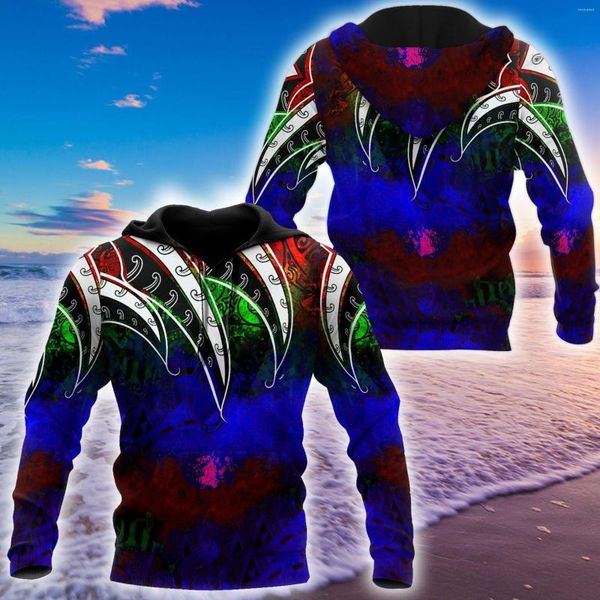 Felpe con cappuccio da uomo Incredibile tatuaggio polinesiano e colori 3D Felpa con cappuccio unisex deluxe Felpa da uomo Streetwear Zip Pullover Giacca casual Tuta-610