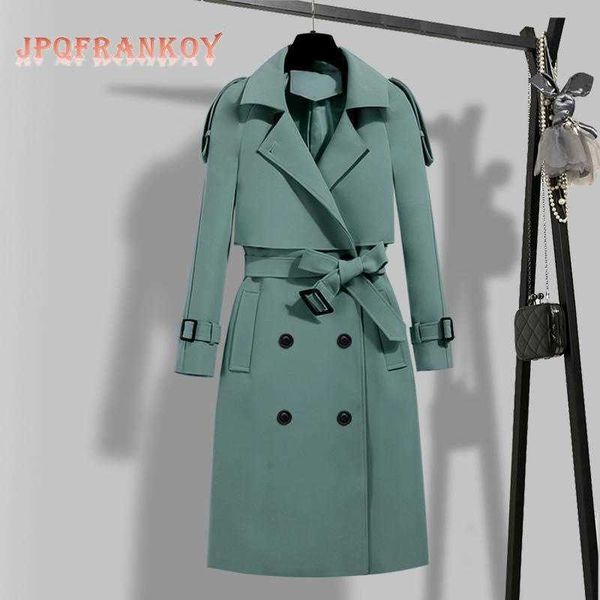 Trench Primavera Autunno Nuova giacca a vento da donna Versione coreana Vita sottile High-end Atmosferico Cappotto lungo da donna per abiti da donna Y2209