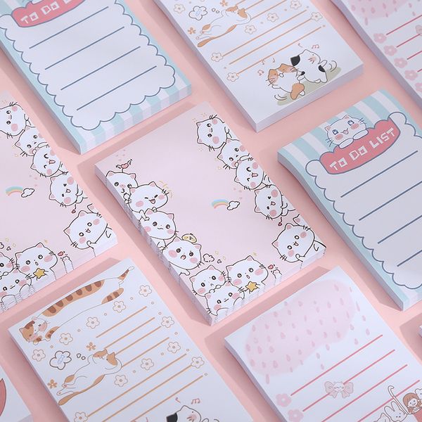 NOTAS 60 Páginas pacote de novidade gatos memorando sticky caderno de papelaria material estampa Kawaii 220927