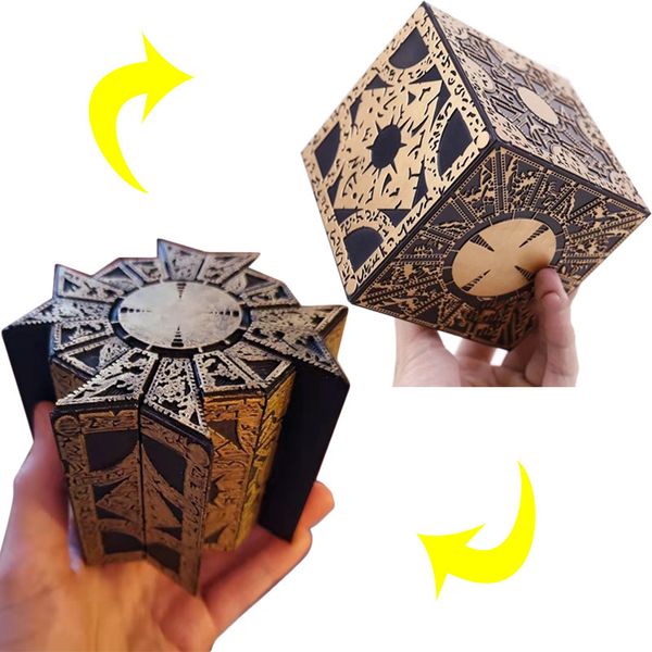 Фигурки с декоративными предметами 1 1 Hellraiser Cube Puzzle Box Съемная серия фильмов ужасов Lament Полнофункциональная игла Реквизит Модель Украшения 220928