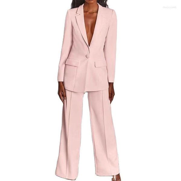 Pantaloni a due pezzi da donna Blazer con collo a scialle da donna con pantaloni Abiti di cultura africana Abiti da damigella d'onore stile Nigeria