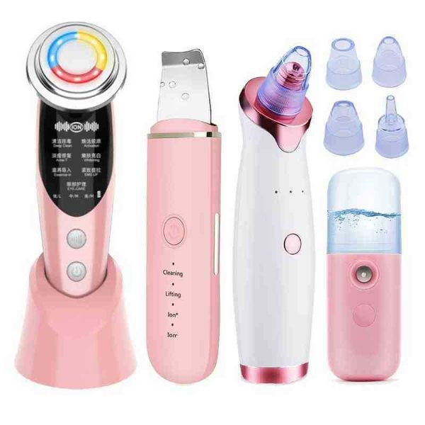 Ems Massaggiatore facciale Terapia della luce a led Cura della pelle Pulitore ad ultrasuoni Rimozione di punti neri Nano Spray Face Steamer Strumenti di bellezza 220516