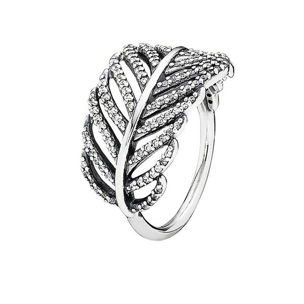 Luz como um anel de penas autênticas jóias de casamento de prata esterlina para mulheres meninas com caixa original para anéis de noivado de ouro rosa Pandora rosa