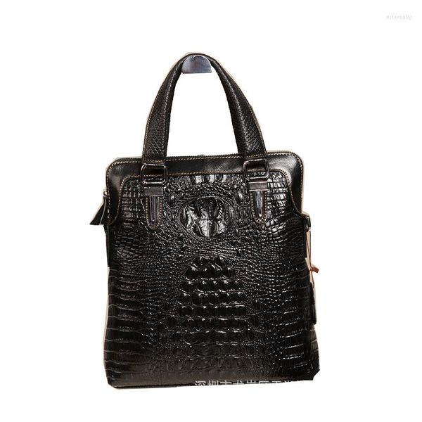 Valigette in vera pelle da uomo Business Casual ventiquattrore modello coccodrillo borsa tote borsa a tracolla moda in pelle di vacchetta vera