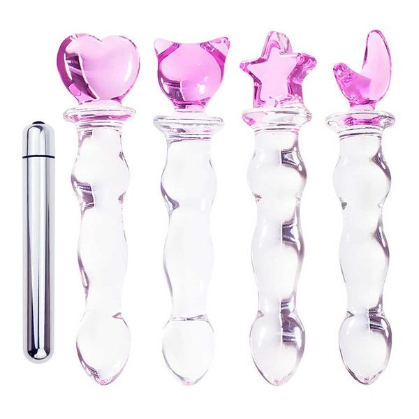 Schönheitsartikel Homosexuelle sexy Produkte Butt Plug Vaginal Anal Stimulation Vibrator Perlen Kristallglasdildo Penis für Frauen Analplug Spielzeug