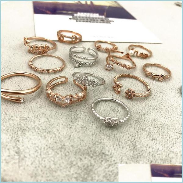 Ringos de cluster Coroa de touca de princesa por atacado Brilhante amor Anel Heart Ring Jóias de noivado Micro Inlaid Zirconium Dhrb7