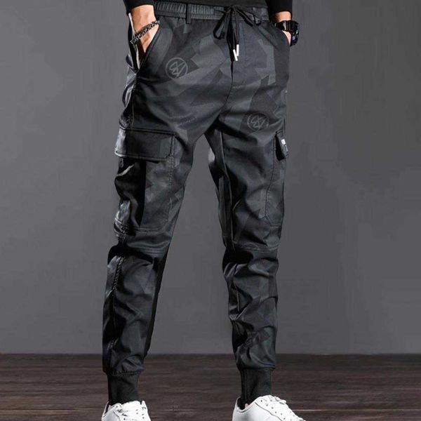 Pantaloni cargo autunnali popolari Pantaloni jogger mimetici casual Pantaloni con coulisse multi tasche Pantaloni allacciati alla caviglia per l'uso quotidiano2688