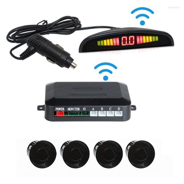 Telecamere retrovisive per auto Telecamere Sensori di parcheggio Kit sensore LED 12V 4 Display retroilluminato da 22 mm Sistema di monitoraggio radar wireless per retromarcia