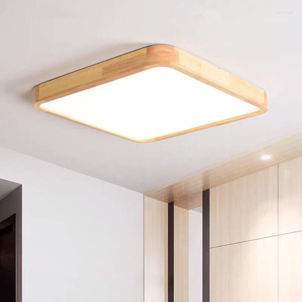 Plafoniere Lampadario a led quadrato in legno per soggiorno Camera da letto Luce Foyer Apparecchi da cucina Lampadari rotondi Lampada