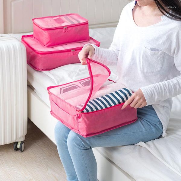 Aufbewahrungstaschen 6 Teile/satz Tragbare Reisetasche Set Gepäck Kleidung Ordentlich Organizer Kleiderschrank Koffer Beutel Fall Schuhe Verpackung Cube