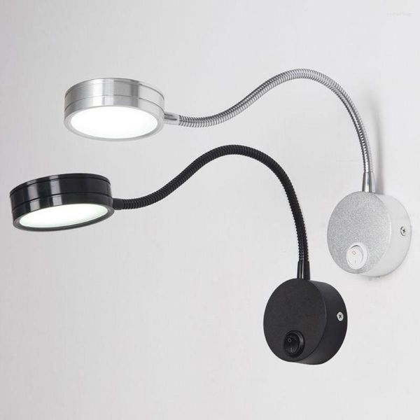 Lâmpada de parede LED de alumínio Mangueira flexível 5W 9W Bedroom LEITA DIREITA LUZ DIREITO AJUSTÁVEL Ajuste Luzes de aranha