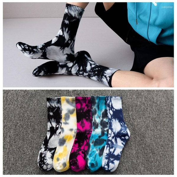 Meias masculinas produtos para outono e inverno de alta qualidade grosso tie-dye tubo médio toalha inferior algodão esportes ao ar livre