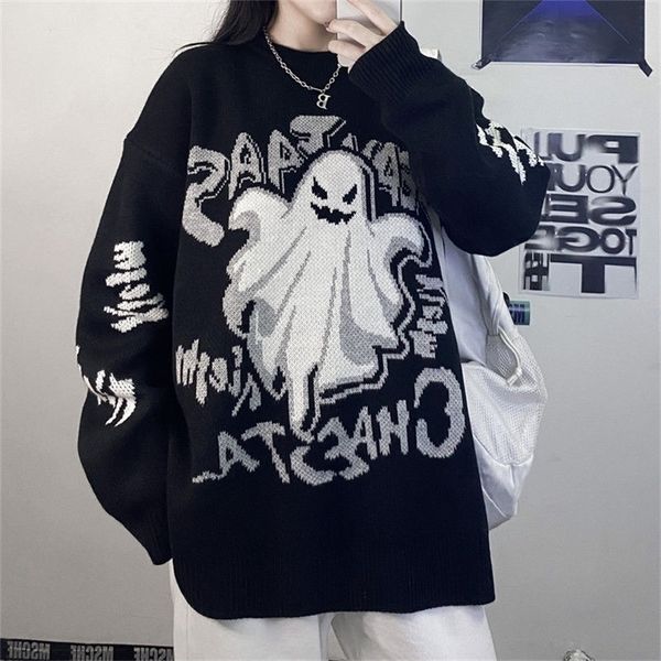 Maglioni da donna Maglione retrò stile scuro Stile Harajuku lettera da studente diavolo ispessimento uomo e donna sciolto maglione lavorato a maglia retrò top coreano 220929