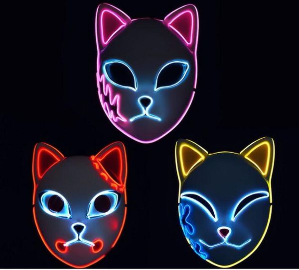 Maschere luminose a led di design Maschera per feste di Halloween PROM prop EL Faccia da gatto leggera per decorazioni per la casa per adulti