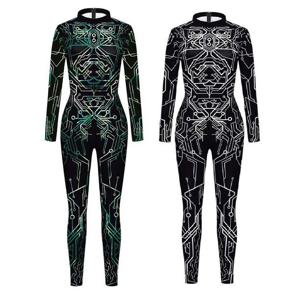 Bühnenkleidung Frauen Männer Zukunft Roboter Punk Platine Alien 3D-Druck Overall Enger Bodysuit Halloween Party Cosplay Kommen Dress Up Outfit T220927