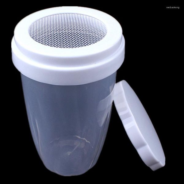 Strumenti di cottura 1 pz Setaccio in plastica Tazza in polvere Farina Pasticceria Sala da pranzo Cuocere la torta Spolverino Spray Setacci Accessori da cucina