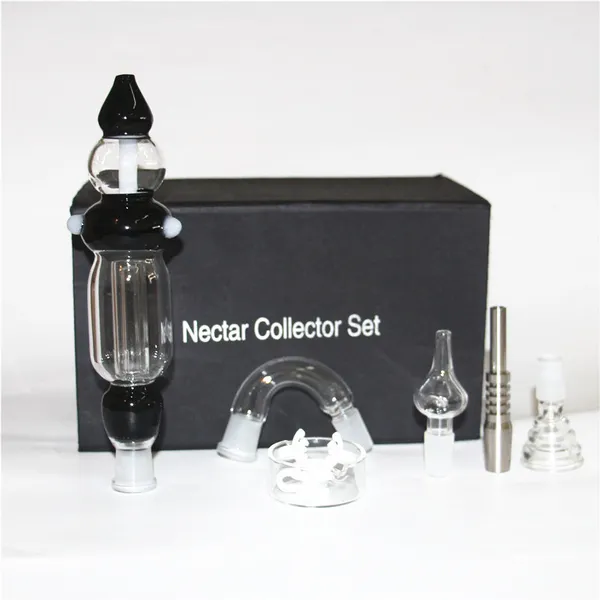 fumando mini bongs de vidro kits de néctar com pregos de fumaça de fumaça de fumaça de fumaça néctar equipamento de tubo de água de silicone