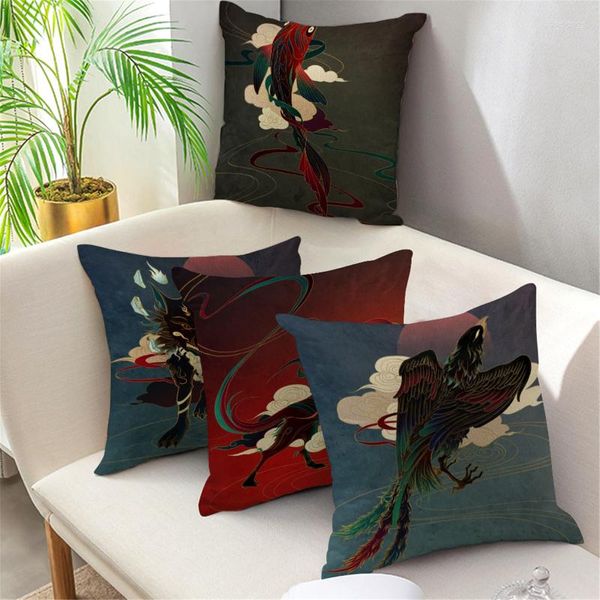 Подушка Fuwatacchi Cartoon Cover Japan Style Hors Hors Bird Ethnic Decorative Throw Case Decor для гостиной диван автомобиль