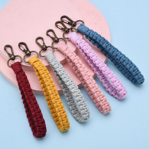 Macrame Keychain Bracelet Favor Favor de punho de pulseira artesanal Pedido de chaveiro de chaveiro para feminino Pingente Rre14612