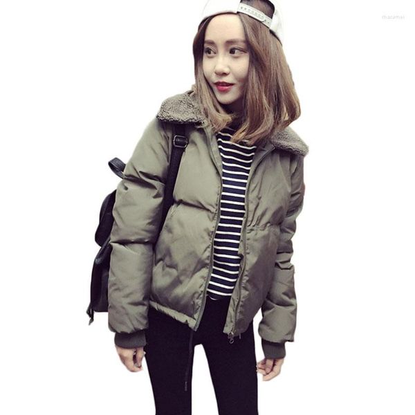 Trench da donna Verde Parka da donna Inverno Harajuku Piumino da donna in cotone Giubbotto corto