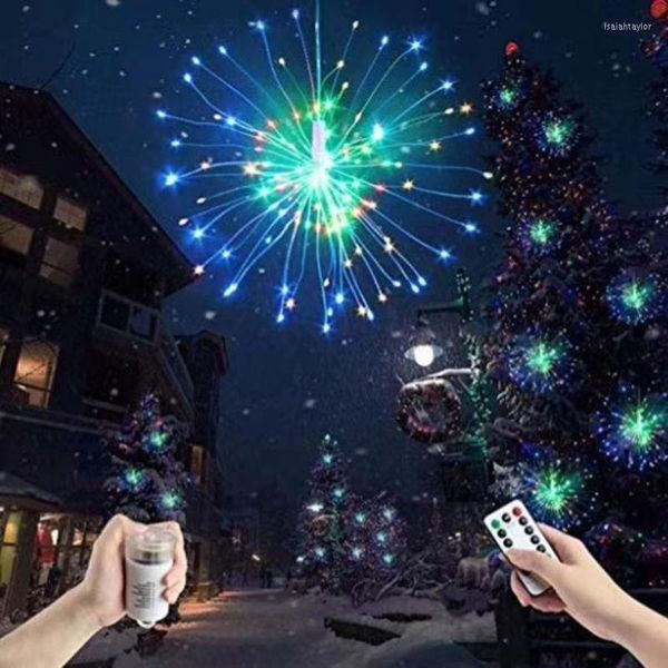 Strings LED Fireworks String Light 100led pieghevole fai-da-te esplosione fata impermeabile colorata con telecomando per la festa di Natale