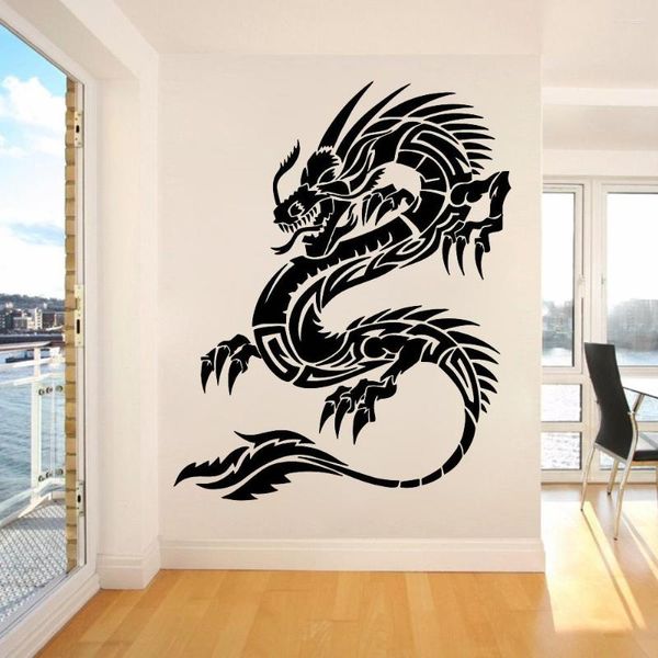 Adesivos de parede Dragon totem adesivo boa sorte símbolo iental decoração decoração removível mural y252