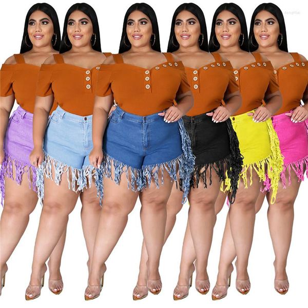 Calça jeans shorts femininos de verão tassel rasgado de jea