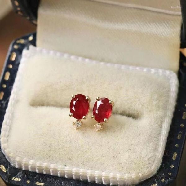 Brincos de garanhão 18K ouro 0,44ct Natural Ruby Diamond Texture Joker Não escolha jóias finas para a moda com certificado