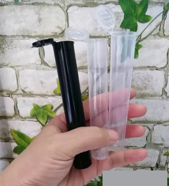 Tubo de embalagem pré-rolo de 116 mm, plástico transparente, preto, branco, junta doob, recipiente para comprimidos pré-rolado, tem um diâmetro interno de 0,688 polegadas e comprimento de 4,6 polegadas