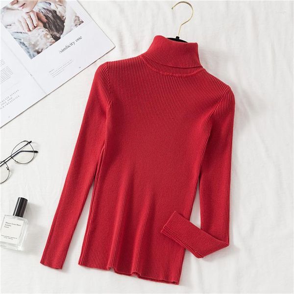 Blouses femininas Mulheres elegantes Manga longa Manga comprida Turtleneck maconha Ruffles básico Camisa de camisola Lady elástica Slim Tight Blouse Chic Blusa