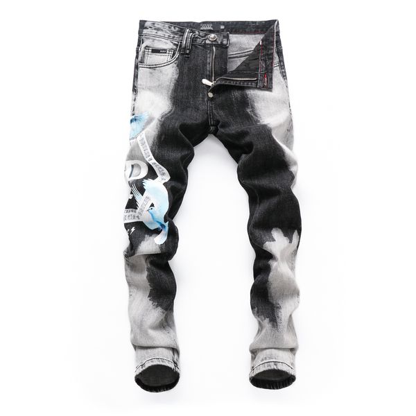 PLEIN BEAR Moda Clássica Masculina PP Man CALÇAS DENIM ROCK STAR FIT Mens Design Casual Jeans Rasgados Angustiados Skinny Biker Calças de pano 157499