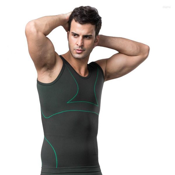 Body Shapers da uomo Uomo europeo americano Comodo assorbimento del sudore Gilet da uomo traspirante Modellante Tessuto carbone di bambù senza cuciture