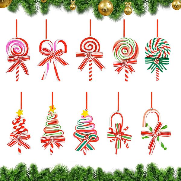 Weihnachtsbaum Anhänger Dekor Zuckerstange Rot Weiß Candy Lollipop Home Hängende Ornamente Weihnachtsgeschenk Kinderspielzeug