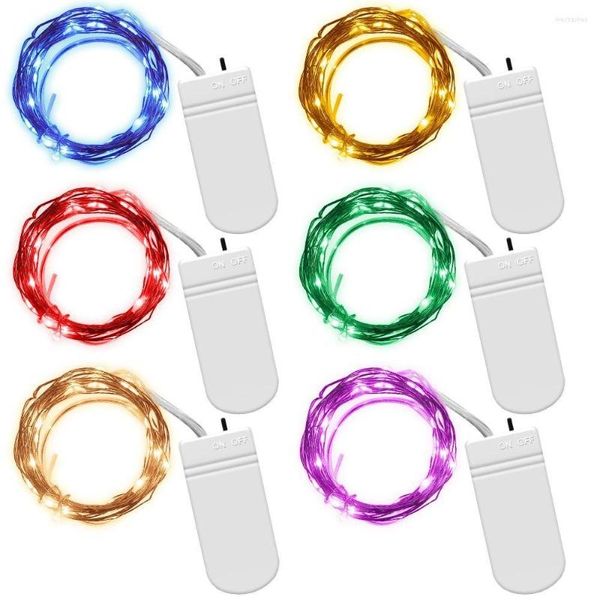 Dizeler 10pcs Peri LED String Lights 2M 3M 4M 10LED/M CR2032 Pille Çalışılan Şerit Noel Işığı Düğün Partisi