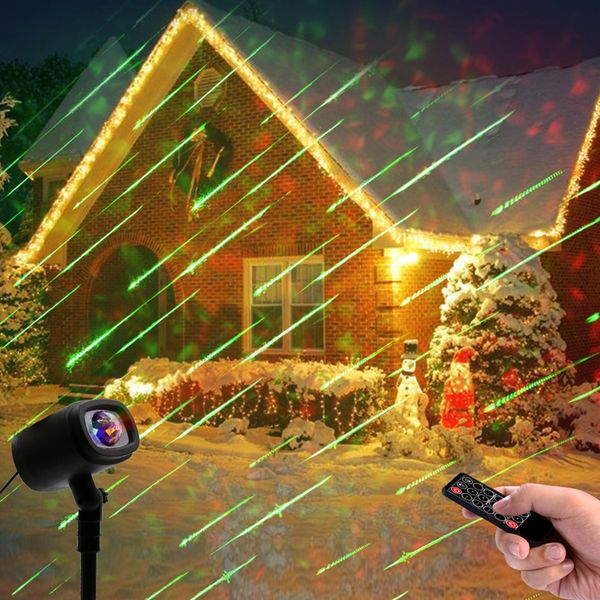 RF Remote RYBW Vollfarbiges LED-Wolkenlicht im Freien, Gartenlandschaft, hellgrüner Meteorschauer-Effekt-Projektor, Weihnachtslaserlicht für Urlaubsparty-Beleuchtung