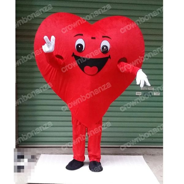 Halloween Big Red Heart Mascot Trajes de desenhos animados Toço de caráter traje de natal, roupa ao ar livre