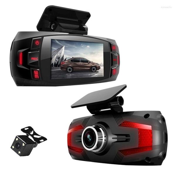 Auto-Rückfahrkameras Kameras Parksensoren 1080P Full HD 2,7-Zoll-LCD-Fahrrekorder 170-Grad-DVR-Armaturenbrettkamera Dual Lens Sprint