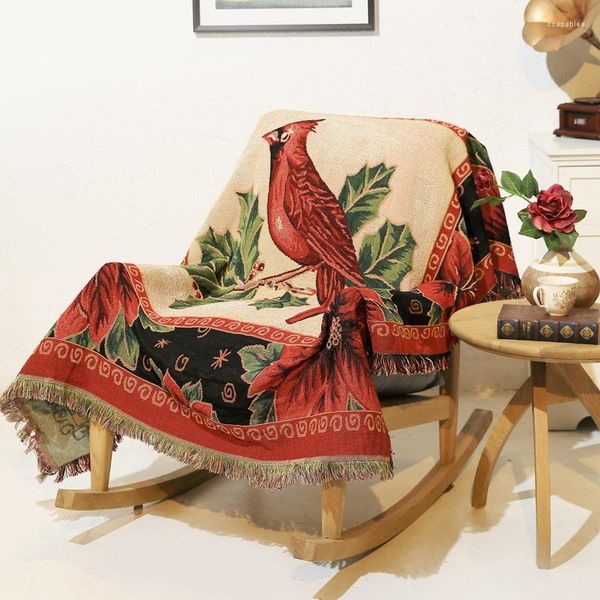 Stuhlhussen Home Decor Vogel Blumen Möbel Sofa für Wohnzimmer Handtücher Sessel gestrickte Plaids werfen Decken Cobertor