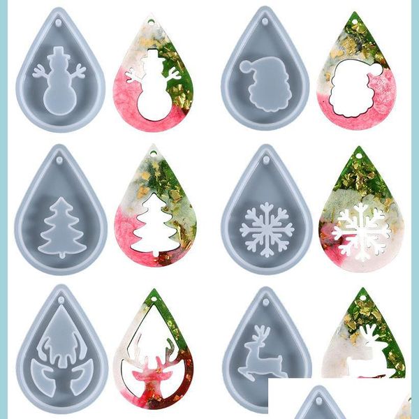 Formen Weihnachten Harz Formen Ohrringe Form Baum Glocke Schneeflocke Rentier Form handgemachte Schmuck machen Werkzeuge Kristall Uv Epoxy Anhänger S Dh9Uc