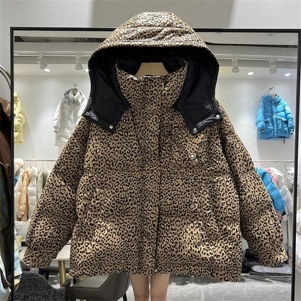 Piumino da donna Parka Piumino leopardato da donna Stile casual Autunno Inverno Piumino d'anatra bianco Cappotti e parka Capispalla donna 220929