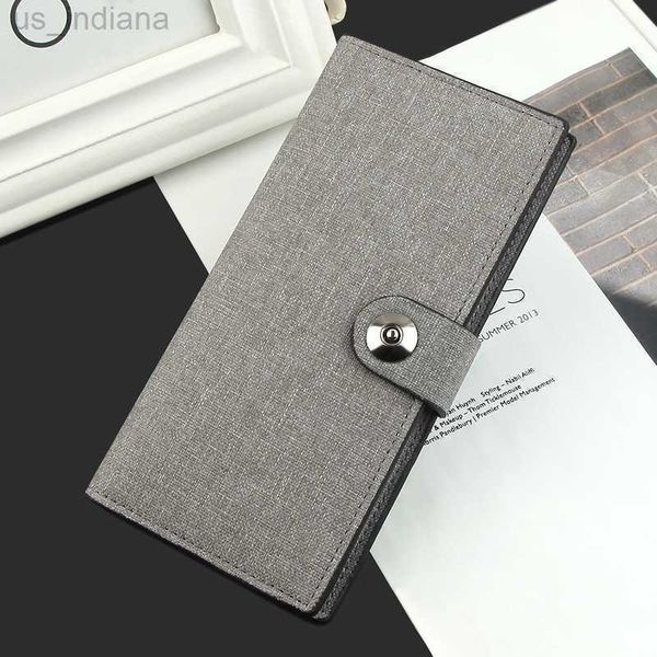 Brieftaschen Canvas Herren Long Multi-Card einfache Ultra-dünne Münzgeldbänkekartenhalter Clutch Photo Clip BIFOLD L220929