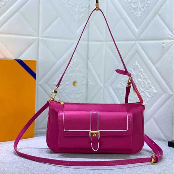 Tasarımcı Çanta Pembe Kadın Lüks Omuz Çantası Moda Buci Crossbody Canse Tuval Deri Beyaz Cep Siyah Tote Uzun Omuz Kısa Kayışlar M46161